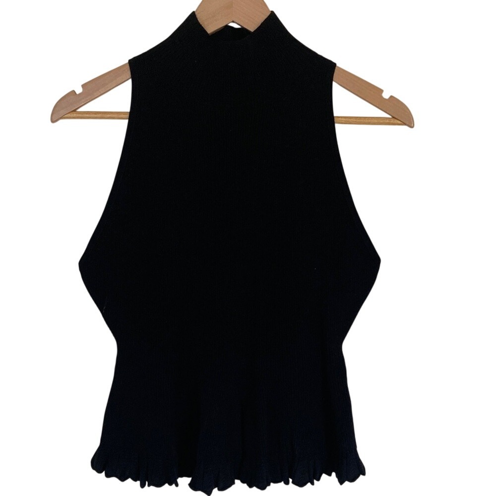 New by Anthropologie Turtleneck Peplum Sweater Tank Size Large Sleeveless Knit